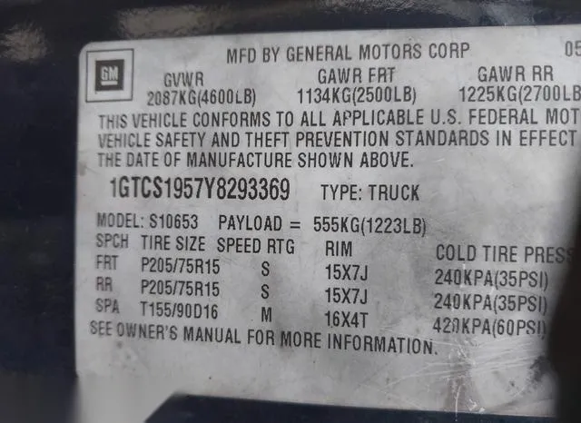 1GTCS1957Y8293369 2000 2000 GMC Sonoma- Sls 9