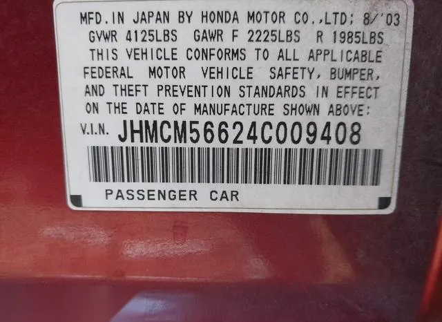 JHMCM56624C009408 2004 2004 Honda Accord- Sedan EX 9