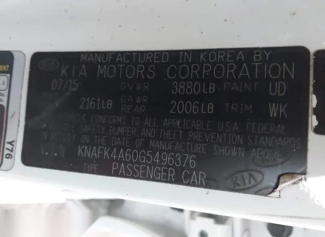 KNAFK4A60G5496376 2016 2016 KIA Forte- LX 9