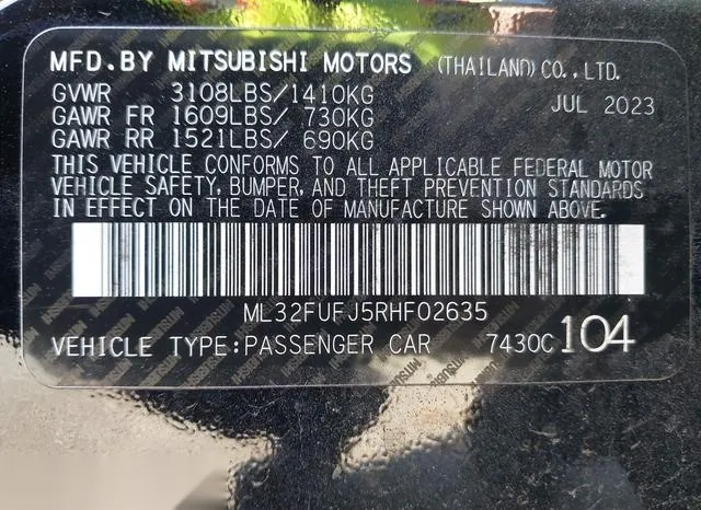 ML32FUFJ5RHF02635 2024 2024 Mitsubishi Mirage- G4 ES 9