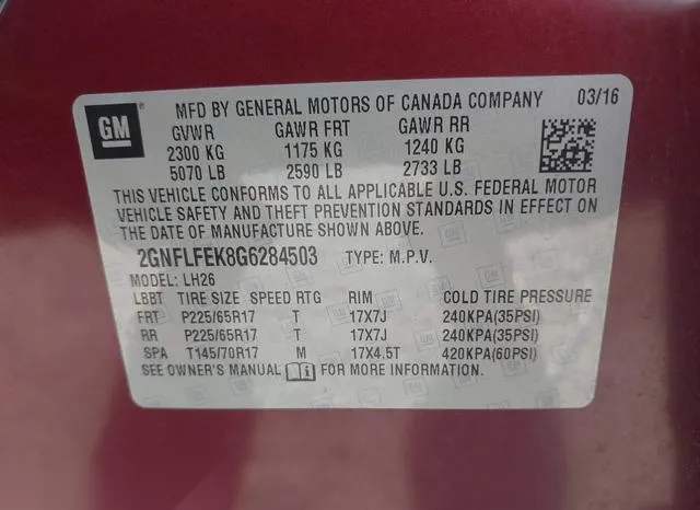 2GNFLFEK8G6284503 2016 2016 Chevrolet Equinox- LT 9