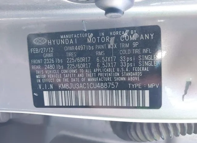 KM8JU3AC1CU488757 2012 2012 Hyundai Tucson- Gls 9