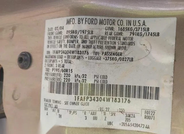 1FAFP34304W183176 2004 2004 Ford Focus- SE 9