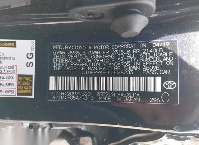 JTDEPRAE0LJ028203 2020 2020 Toyota Corolla- LE 9