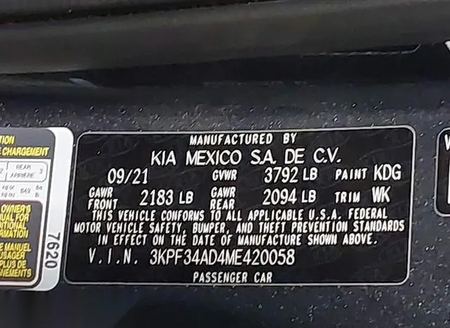 3KPF34AD4ME420058 2021 2021 KIA Forte- Gt-Line 9