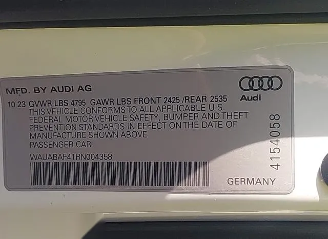 WAUABAF41RN004358 2024 2024 Audi A4- Premium 40 Tfsi Quattr 9