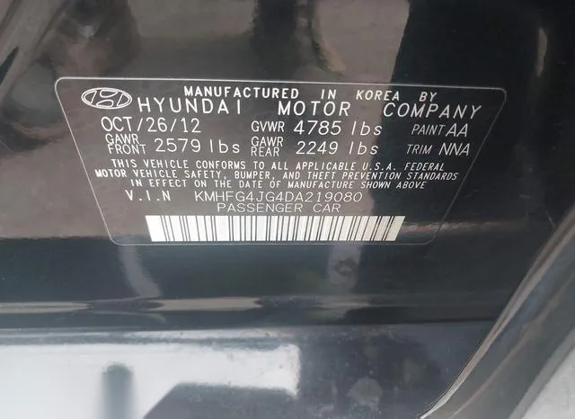 KMHFG4JG4DA219080 2013 2013 Hyundai Azera 9