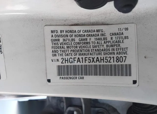 2HGFA1F5XAH521807 2010 2010 Honda Civic- LX 9