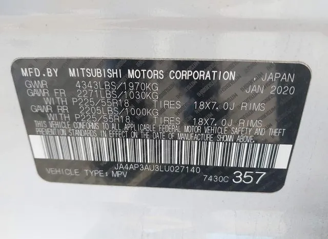 JA4AP3AU3LU027140 2020 2020 Mitsubishi Outlander- Sport 2-0 9