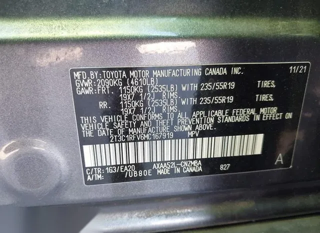 2T3C1RFV6MC167919 2021 2021 Toyota RAV4- Xle Premium 9