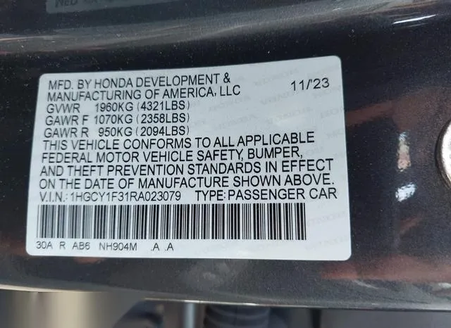 1HGCY1F31RA023079 2024 2024 Honda Accord- EX 9