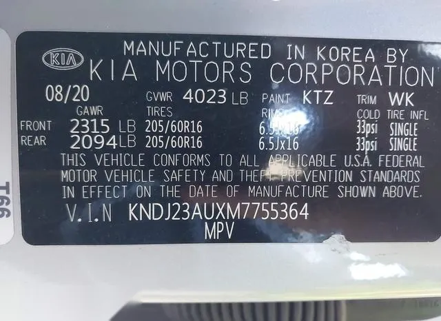 KNDJ23AUXM7755364 2021 2021 KIA Soul- S 9