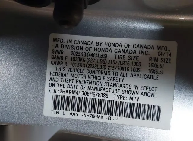 2HKRM4H30EH678386 2014 2014 Honda CR-V- LX 9