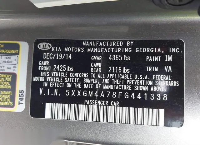 5XXGM4A78FG441338 2015 2015 KIA Optima- LX 9