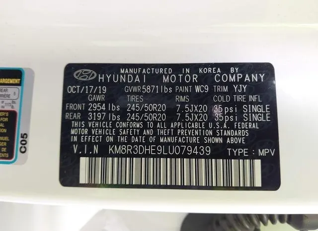 KM8R3DHE9LU079439 2020 2020 Hyundai Palisade- Sel 9