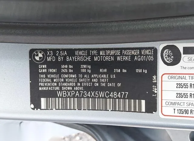 WBXPA734X5WC48477 2005 2005 BMW X3- 2-5I 9