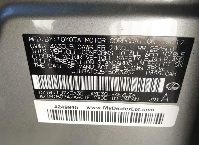 JTHBA1D25H5053457 2017 2017 Lexus IS- 200T 9