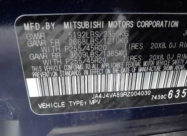 JA4J4VA89RZ004030 2024 2024 Mitsubishi Outlander- SE 2-5 9