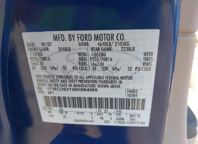 1FMCU93138KB84985 2008 2008 Ford Escape- Xlt 9