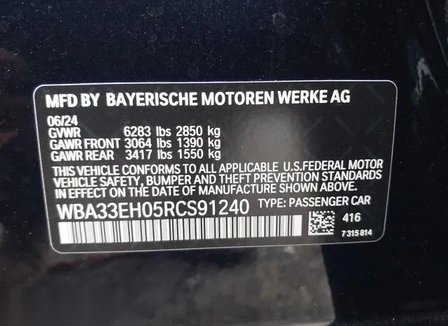 WBA33EH05RCS91240 2024 2024 BMW 7 Series- 740 I Xdrive 9