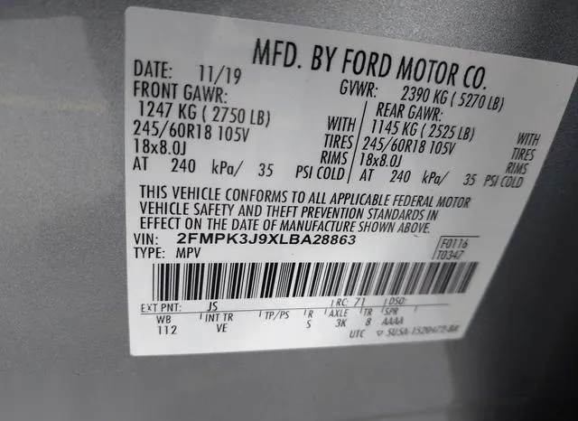 2FMPK3J9XLBA28863 2020 2020 Ford Edge- Sel 9