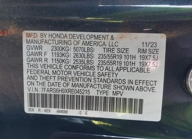 7FARS6H9XRE045215 2024 2024 Honda CR-V- Hybrid Sport Touring 9