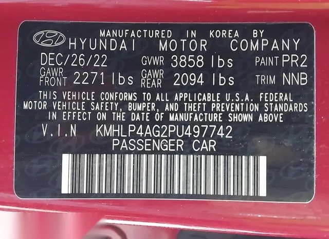 KMHLP4AG2PU497742 2023 2023 Hyundai Elantra- Limited 9