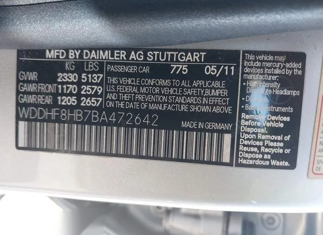 WDDHF8HB7BA472642 2011 2011 Mercedes-Benz E 350- 4Matic 9