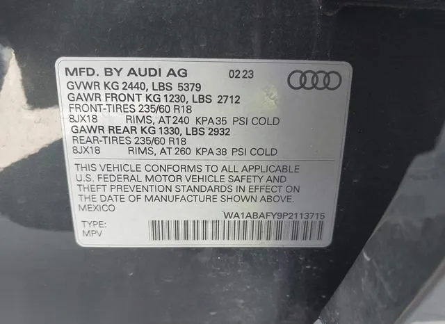 WA1ABAFY9P2113715 2023 2023 Audi Q5- Premium 40 Tfsi Quattr 9