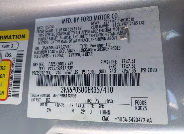 3FA6P0SU0ER357410 2014 2014 Ford Fusion- Energi Titanium 9