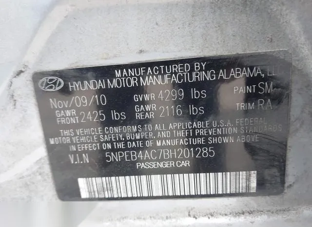 5NPEB4AC7BH201285 2011 2011 Hyundai Sonata- Gls 9