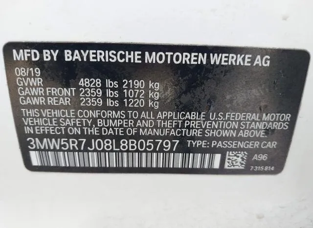 3MW5R7J08L8B05797 2020 2020 BMW 3 Series- 330I Xdrive 9