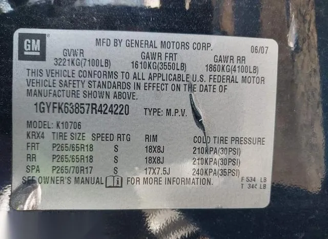 1GYFK63857R424220 2007 2007 Cadillac Escalade- Standard 9