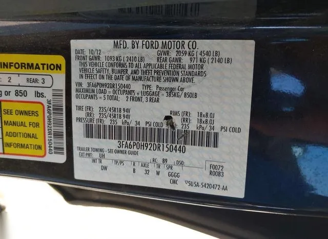 3FA6P0H92DR150440 2013 2013 Ford Fusion- SE 9