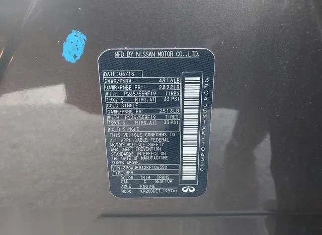 3PCAJ5M1XKF106350 2019 2019 Infiniti QX50- Essential 9