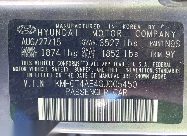 KMHCT4AE4GU005450 2016 2016 Hyundai Accent- SE 9