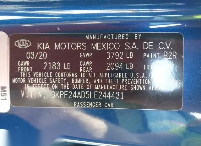 3KPF24AD5LE244431 2020 2020 KIA Forte- Lxs 9