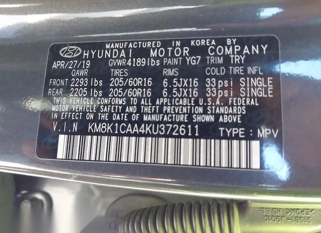 KM8K1CAA4KU372611 2019 2019 Hyundai Kona- SE 9