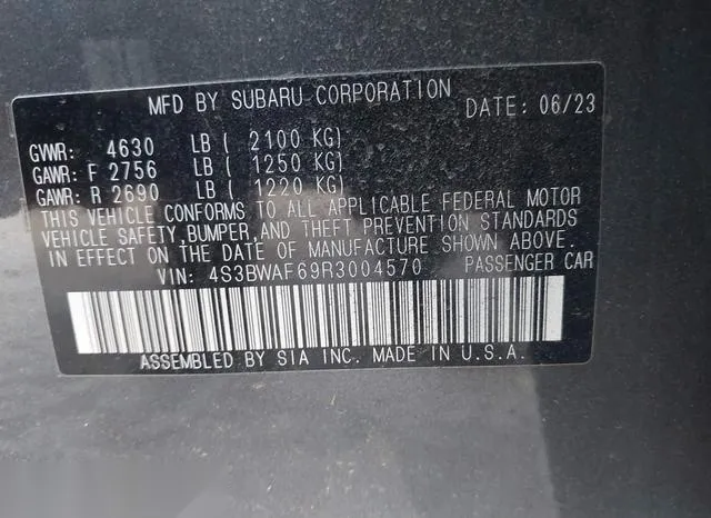 4S3BWAF69R3004570 2024 2024 Subaru Legacy- Premium 9