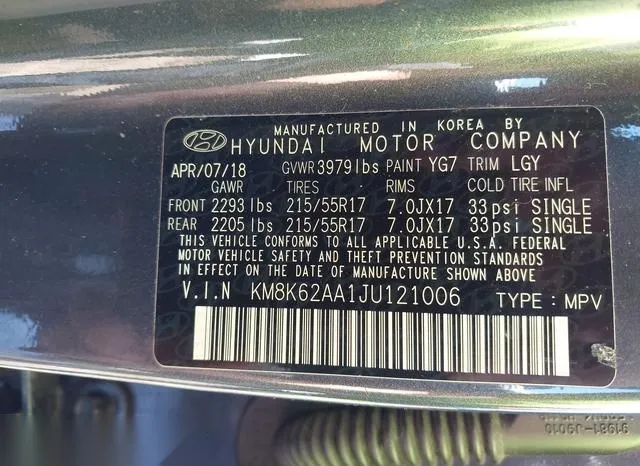 KM8K62AA1JU121006 2018 2018 Hyundai Kona- Sel 9