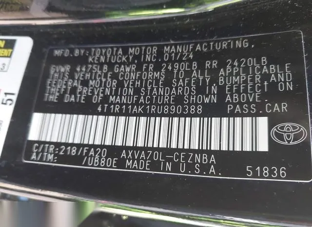 4T1R11AK1RU890388 2024 2024 Toyota Camry- LE 9