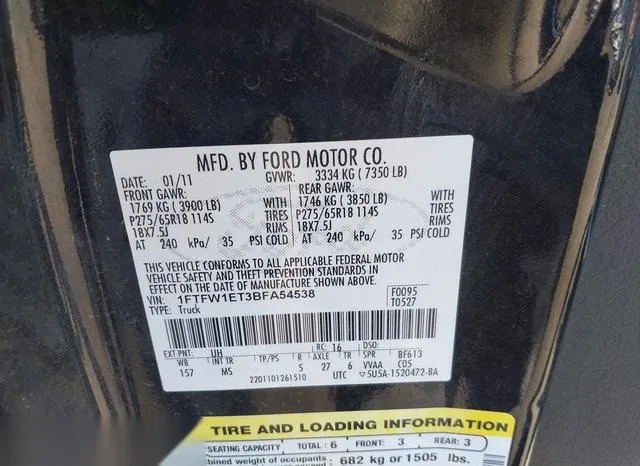 1FTFW1ET3BFA54538 2011 2011 Ford F-150- Xlt 9