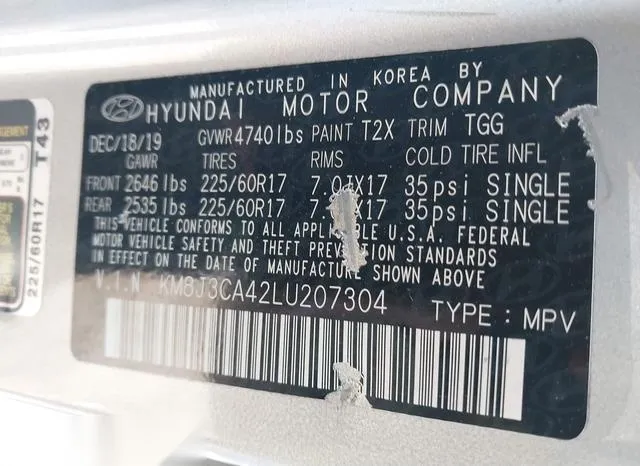 KM8J3CA42LU207304 2020 2020 Hyundai Tucson- Value 9