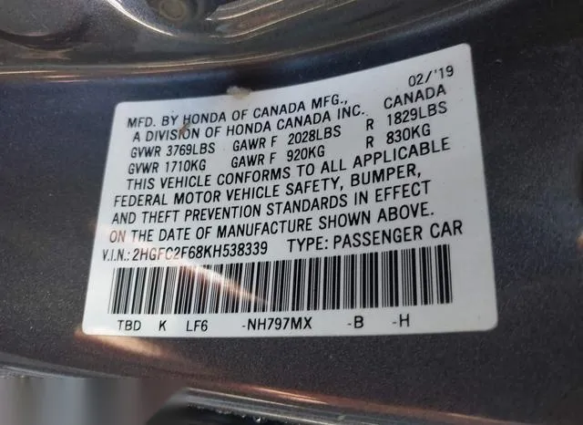 2HGFC2F68KH538339 2019 2019 Honda Civic- LX 9