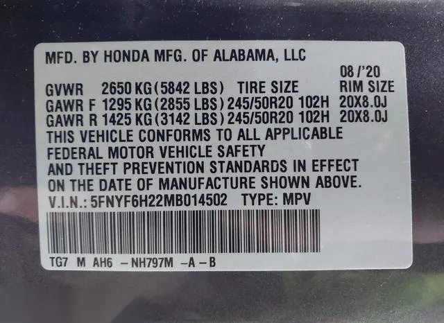 5FNYF6H22MB014502 2021 2021 Honda Pilot- Awd Special Edition 9