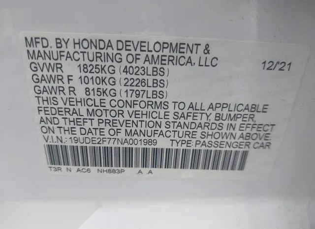 19UDE2F77NA001989 2022 2022 Acura ILX- Premium Package 9