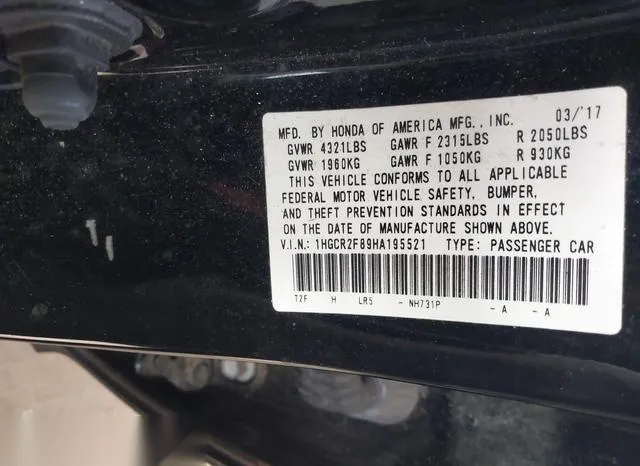 1HGCR2F89HA195521 2017 2017 Honda Accord- Ex-L 9