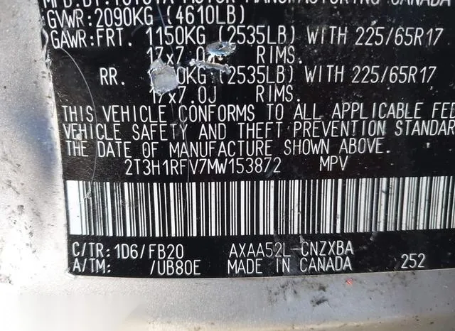 2T3H1RFV7MW153872 2021 2021 Toyota RAV4- LE 9