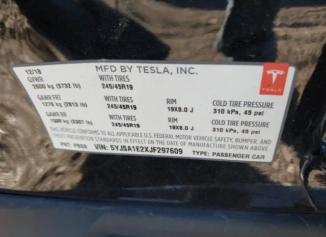 5YJSA1E2XJF297609 2018 2018 Tesla Model S- 100D/75D/P100D 9