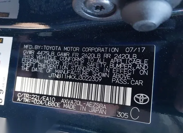 JTNB11HKXJ3022309 2018 2018 Toyota Camry- SE 9